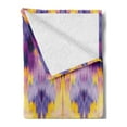 thumbnail image 2 of Ikat Soft Flannel Fleece Blanket, Ikat Pattern Dyeing Effect Illustration Resist of Colors Indonesian Boho Art Print, Cozy Plush for Indoor and Outdoor Use, 70" x 90", Purple Yellow, by Ambesonne, 2 of 5