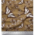 thumbnail image 3 of Soimoi Brown Rayon Fabric Flower & Butterfly Printed Craft Fabric by The Yard 42 Inch Wide, 3 of 5