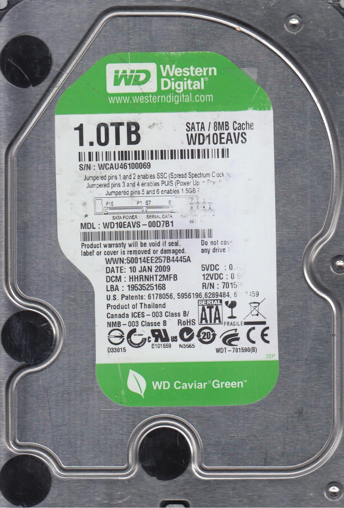 WD10EAVS-00D7B1, DCM HHRNHT2MFB, Western Digital 1TB SATA WD10EAVS-00D7B1, DCM HHRNHT2MFB, Western Digital 1TB SATA