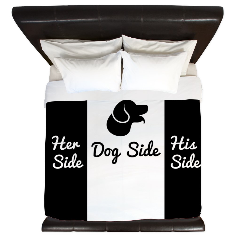 Cafepress Dog Side Vs His Her Side Bedspread King Duvet Cover