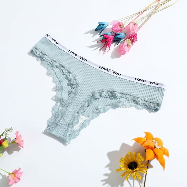 Tanga de algodón para damas, ropa interior de cintura baja para niñas, pantalones de tanga de encaje para mujer