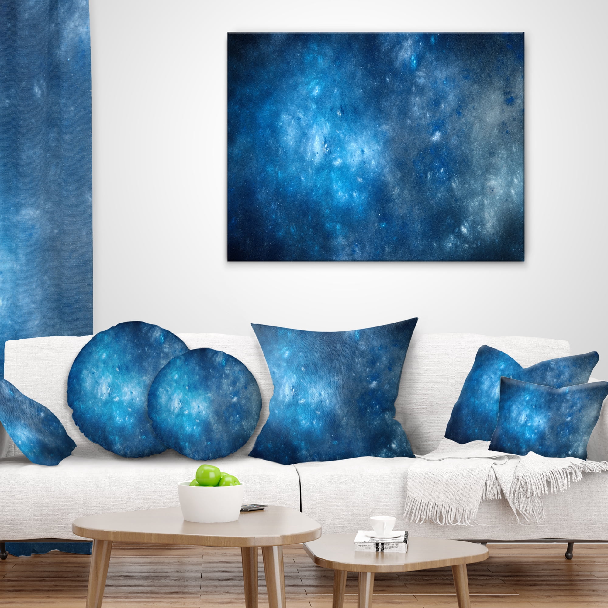 Designart Clear Blue Starry Fractal Sky - Abstract Throw Pillow - 16x16