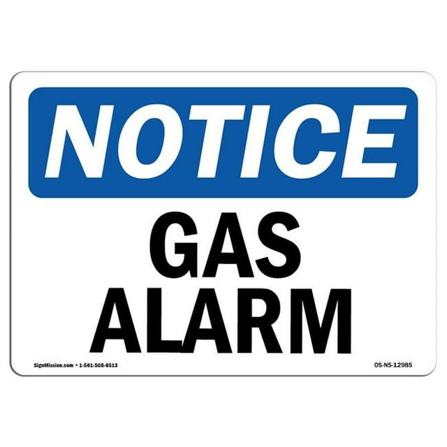 SignMission OS-NS-A-1218-L-12985 12 x 18 in. OSHA Notice Sign - Gas Alarm