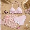 thumbnail image 3 of SHenli Girls Swimsuits Ruffle Bikini Sets for Girls Spaghetti Strap Tankini with Shorts 3 Pieces Cut Out Girls Bathing Suit Pink 11-12 Years, 3 of 5