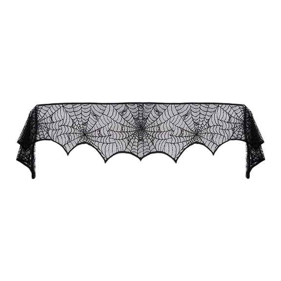 SLYNSHome Black Lace Spider Web Table Runner,Sheer Spider Web Decor For Window Wall Mantel Indoor Fall Halloween Spooky Party Farmhouse Home Tabletop Decor