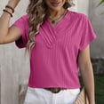 thumbnail image 3 of Lixiuxyad Womens Fashion Casual Top V Neck T Shirts Summer Short Sleeve Casual Loose T Shirts Top Basic Tee,Pink XXL, 3 of 6