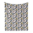 thumbnail image 1 of Bird Soft Flannel Fleece Throw Blanket, Sketchy Painted Like Artwork of Repetitive Tropical Parrot Watercolor Splash Flower, Cozy Plush for Indoor and Outdoor Use, 60" x 80", Multicolor, by Ambesonne, 1 of 5