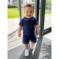 thumbnail image 6 of Loicainy Baby Toddler Boy Summer Clothes Set 6 12 18 24 Months 2T 3T 4T Short Sleeve Doll Collar Tops Elastic Shorts Outfits, 6 of 9