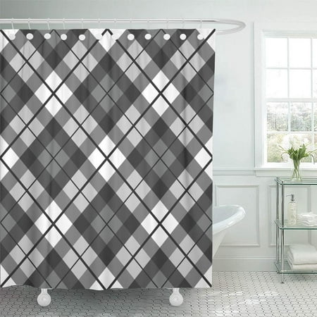 Bsdhome Plaid Tartan Pattern Abstract, Classic Check Shower Curtain Black