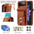thumbnail image 2 of for Samsung Galaxy Z Flip 4 Wallet Case Crossbody, PU Leather Zipper Handbag Purse Flip Cover, Back Card Slots, Adjustable Shoulder Strap, Finger Ring Stand for Samsung Galaxy Z Flip 4, Brown, 2 of 8