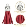 thumbnail image 3 of Uxcell 20Pack 1.5" Leather Tassels Keychain Charm with Silver Cap for DIY, Red, 3 of 6