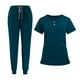 thumbnail image 2 of Conjunto de uniforme médico para mujer, pantalón con cordón y pantalón deportivo para salón de belleza. S, 2 of 9