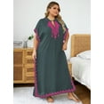 thumbnail image 2 of Moroccan Embroidered Kaftan Abaya Dresses for Women Batwing Sleeve Caftan Loungewear Maxi Beach Tunic Plus Size Africa Robe Casual Summer Outfis, 2 of 10
