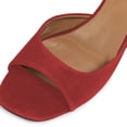 thumbnail image 4 of YDN Women Open Square Toe Slide Sandals Slip on Low Chunky Heel Mules Casual Dressy Shopping Heeled Slides Size 7 Red, 4 of 5