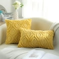 decorUhome Boho Plush Faux Fur Throw Pillow Covers 20x20, Mustard