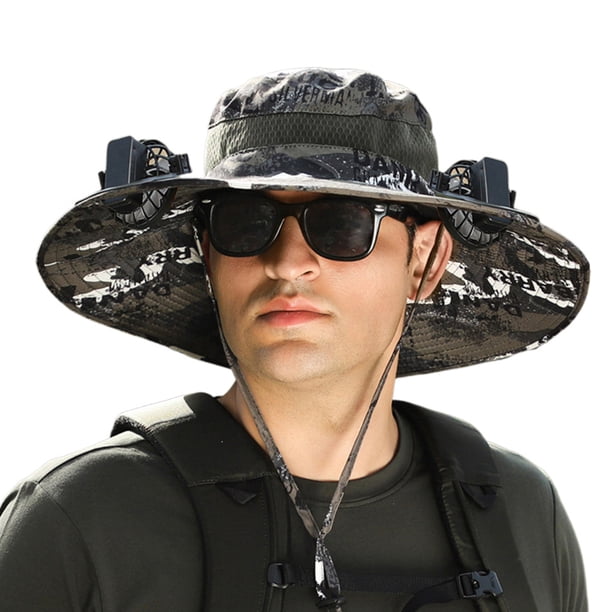 Sombrero de abanico con 2 ventiladores Sombrero para el sol 3 velocidades ajustable para playa jardín deportes al aire libre