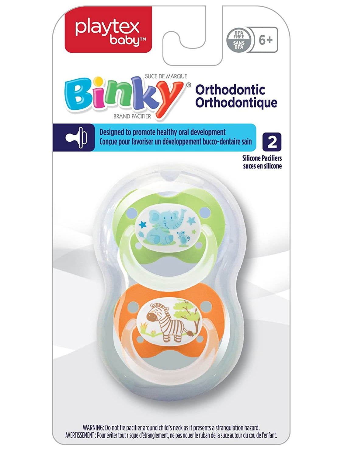 2 Pack Playtex Ortho-Pro Silicone Pacifier w/ Cover 0-6M Colors Vary 2 Ct 