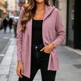 thumbnail image 2 of Meichang Lightweight Cardigans for Women Hooded Long Sleeve Open Front Cardigan Fall Soft Thin Cardigan with Pockets Pink XL, 2 of 9