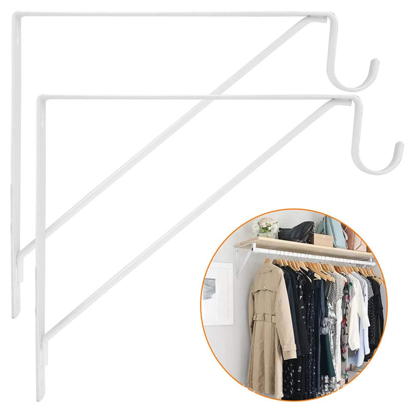 Washranp Closet Rod Brackets,Heavy Duty Solid Color 90Degree Bending