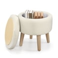 thumbnail image 1 of Giantex Pouf Rond avec Rangement et Couvercle Rabattable, Repose-Pieds Multifonctionnel, Tabouret de Coiffeuse Moderne, Beige, 1 of 7