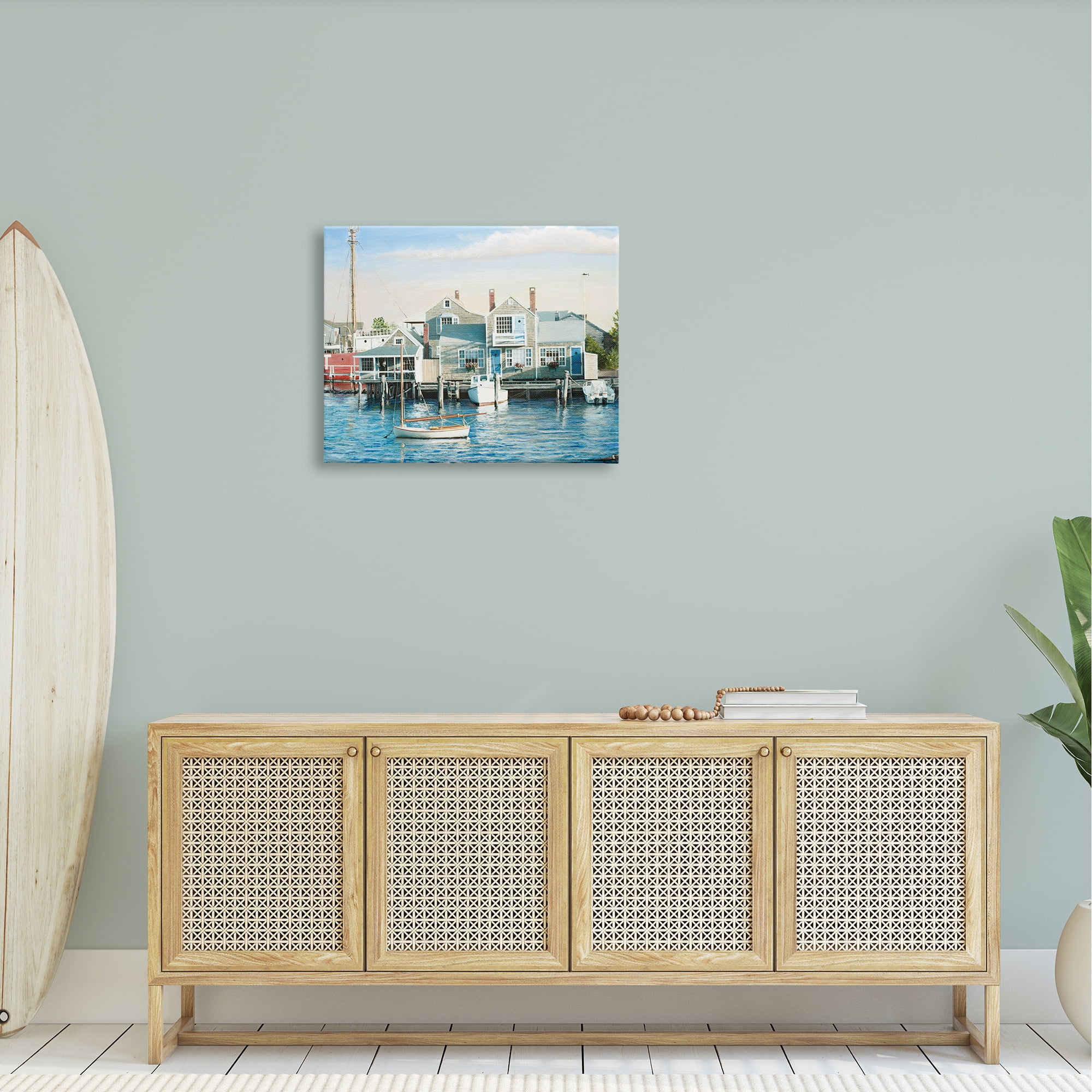 Stupell Industries Relaxing Boats Floating Harbor Marina Ocean Town Photograph Gallery Wrapped Canvas Print Wall Art, Design by Tom Mielko