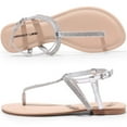 thumbnail image 4 of Harvest Land Women Flat Sandals T-Strap Rhinestone Dressy Thong Sandals for Ladies Summer Beach, 4 of 9