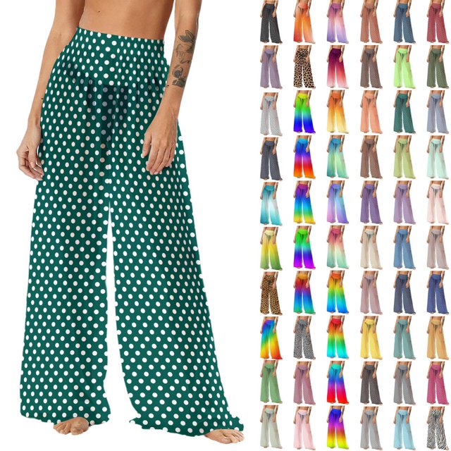 Pincandy Women See Through Sheer Mesh Pants Beach Swimsuit Bikini Bottom Cover up Party Club Elastic High Waist Wide Leg Pants