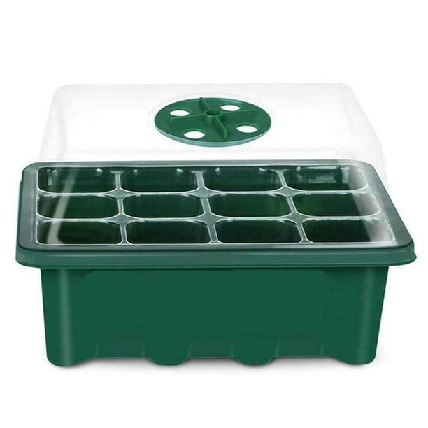 Bandeja De Plántulas De 12 Orificios Bandeja De Inicio De Semillas Bandejas De Cultivo De Invernadero Kit De Inicio De Plantas Ajustable De Humedad Con Cúpula Y Base Yuarrent HA034542-00