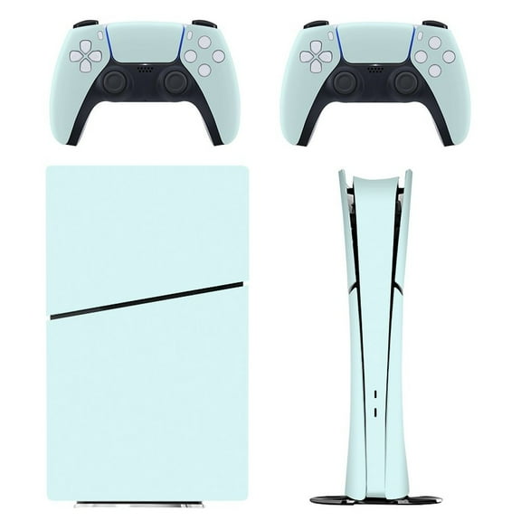 Skin Sticker for PS5 Slim / Pro / Standard Disc / Digital Edition Console and Controllers Decals for PlayStation 5 Light Cyan