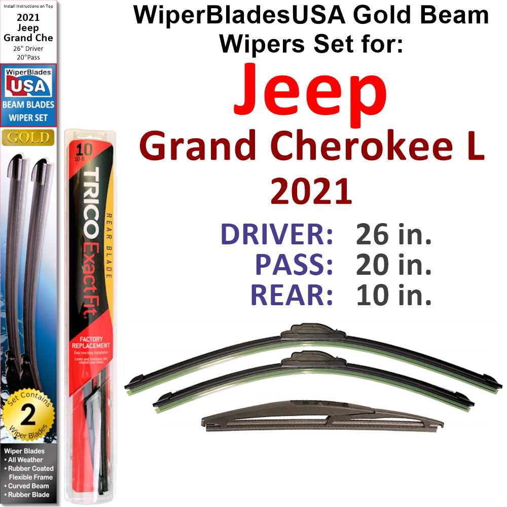 2021 Jeep Grand Cherokee L Beam Wiper Blades Wipers WBUSA (Set of 3) w
