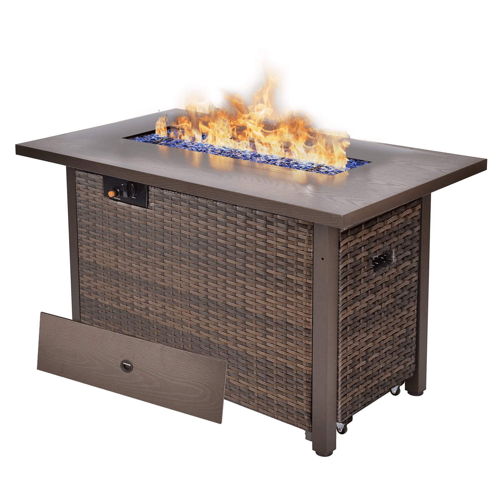 Grezone 7 Piece Patio Furniture Sets on Sale with Fire Pit Table, All Weather Outdoor Sectional PE Rattan, Patio Furniture Sets with Cushions for Garden, Lawn, Backyard,Gary