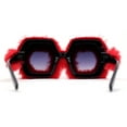 thumbnail image 4 of Super Funky Masquerade Fur Jewel Brooch Octagon Plastic Sunglasses Red - Black, 4 of 4