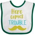 thumbnail image 3 of Inktastic Here Comes Trouble, Mustache, Moustache Boys or Girls Baby Bib, 3 of 4