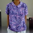 thumbnail image 2 of Summer Women's Elegant Floral Print Loose Blouse With Classic Collar Retro Casual T Shirt, 2 of 2