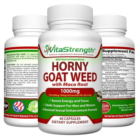 Premium Horny Goat Weed With Natural Herbs For Both Women And Men  – Complete Formula Of Horny Goat Extract, Maca Root, GInseng, Saw Palmetto & Tongkat (Best Herb Tongkat Ali)