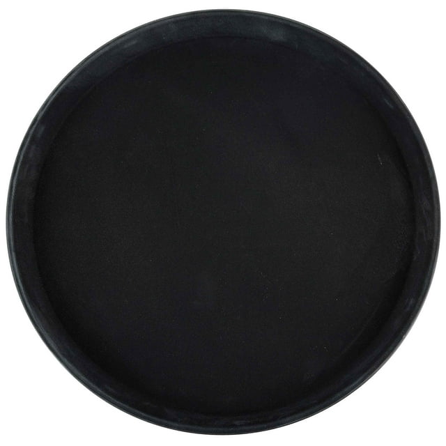 Winco Tfg-14K Bandeja Redonda De Fibra De Vidrio Con Superficie Antideslizante, 14 Pulgadas, Color Negro