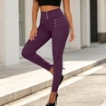 thumbnail image 6 of hlysgo Womens Jeggings Pants High Elastic Waist Casual Stretch Pant Fashion Business Officewear Trousers with Pockets Purple,XL, 6 of 6