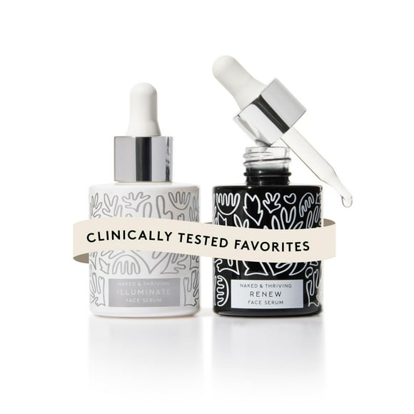 Set Wrinkle-Fighter Naked & Thriving con sérum de noche rejuvenecedor Renew (30 ml) y sérum Illuminate C+ (30 ml)