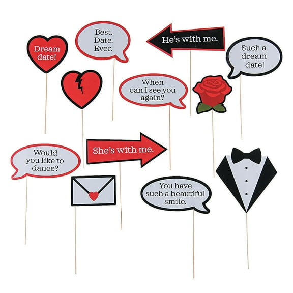 Dream Date Photo Stick Props - Party Favors - 12 Pieces