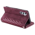 thumbnail image 4 of Allytech Wallet Case for Samsung Galaxy S24 FE, [Card Slots] [Zipper Pocket] [Kickstand Function] Grid Pattern PU Leather Shockproof Magnetic Clasp Case with Wrist Strap & Shoulder Strap - Winered, 4 of 10