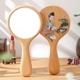 thumbnail image 1 of Small Handle Hand Mirror Wooden Frame, Portable Single Side Handheld Vanity Mirror Cute, Travel Hand Mirror With Handle, Personal Makeup Face Mirror F, 1 of 5