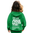 thumbnail image 6 of Xyxonk Jesus Loves You Hoodie for Kids Fall Winter Fashion Hoodies 2025 Preppy Letter Print Long Sleeves Pullover with Pockets Cute Clothes 3-16 Years Green, 6 of 7