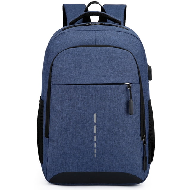 Mochila para portátil de viaje, mochila para portátil con puerto de carga USB, azul