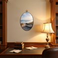 thumbnail image 4 of Canvas Wall Art Beach Nautical Boat Ocean Seagull Sea Bird Seashore Blue Wooden Grass Oval Framed Canvas Prints Vintage Wall Hanging Decor for Home Decorations 8.6"x11.4", 4 of 7