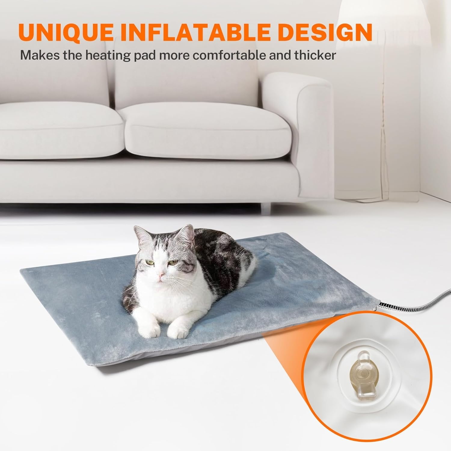 Outdoor Pet Heating Pad 28x16in, Extremely Waterproof Heated Bed for Dogs and Cats, Thermostatic Control, Chew-Resistant Cord, Soft Electric Blanket with Overheat Protection