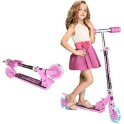CAROMA Kick Scooter&Kids Scooter Kick Scooter for Kids with LED Light Up Wheels Kick Scooter, Adjustable Height Kick Scooters for Boys and Girls Ages 3-8 Foldable Kids Scooter, 110lb