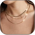 thumbnail image 1 of Gargantilla de oro en capas para mujer, collar de cadena rellena de oro de 14 quilates para mujer, diseño de espiga, cadena de tenis, disco, etiqueta de perro, circonita cúbica, conjunto de, 1 of 4