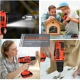 thumbnail image 4 of JUEMEL 20V Electric Cordless Drill Set: 2 Batteries, 3/8" Chuck, 2 Variable Speed, 30pcs Bits, 4 of 7