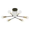 thumbnail image 1 of Lámpara de techo moderna, candelabro industrial de 6 luces con base E27, luces de techo LED negro dorado 2, 1 of 9