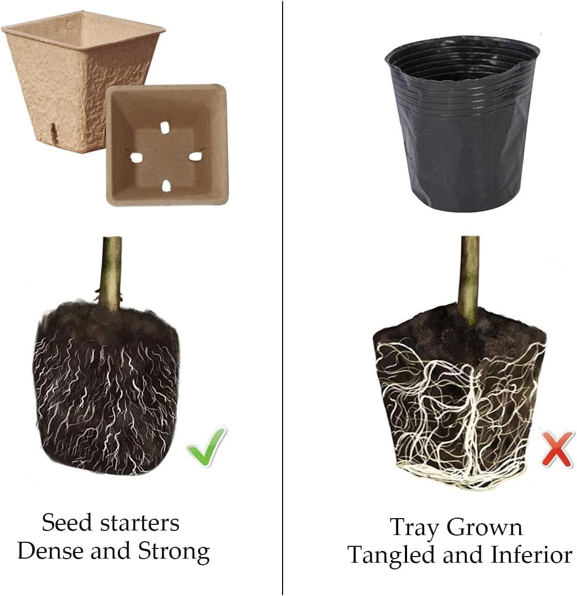 Seed Starter Kit with Peat Pots, Seed Starter Tray, Plastic Growing Trays with Water Strainer, Plant Labels & Garden Tools for Outdoor or Indoor